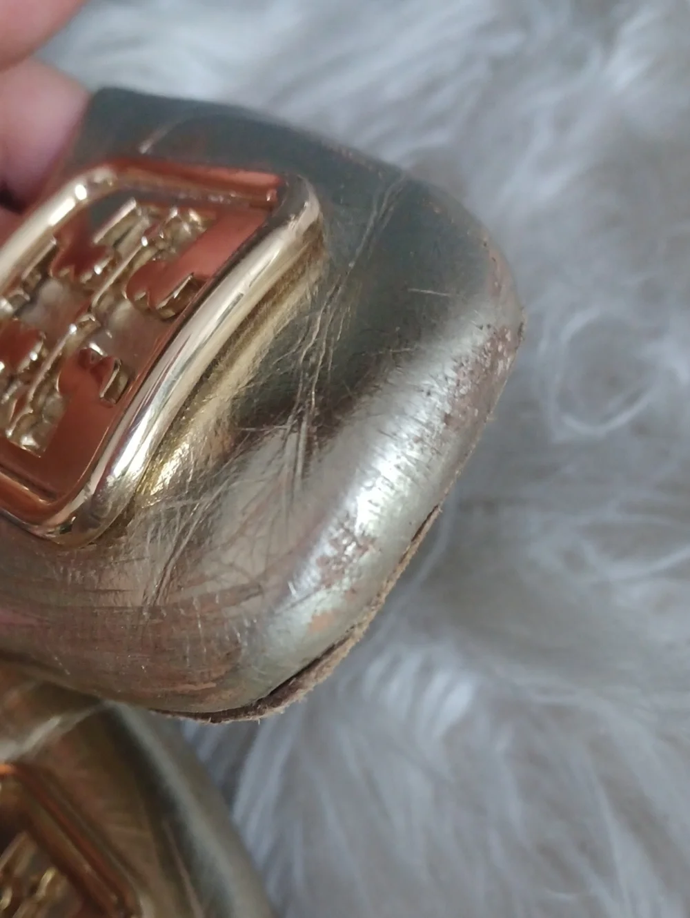 Tory Burch Gold Flats Squere Logo